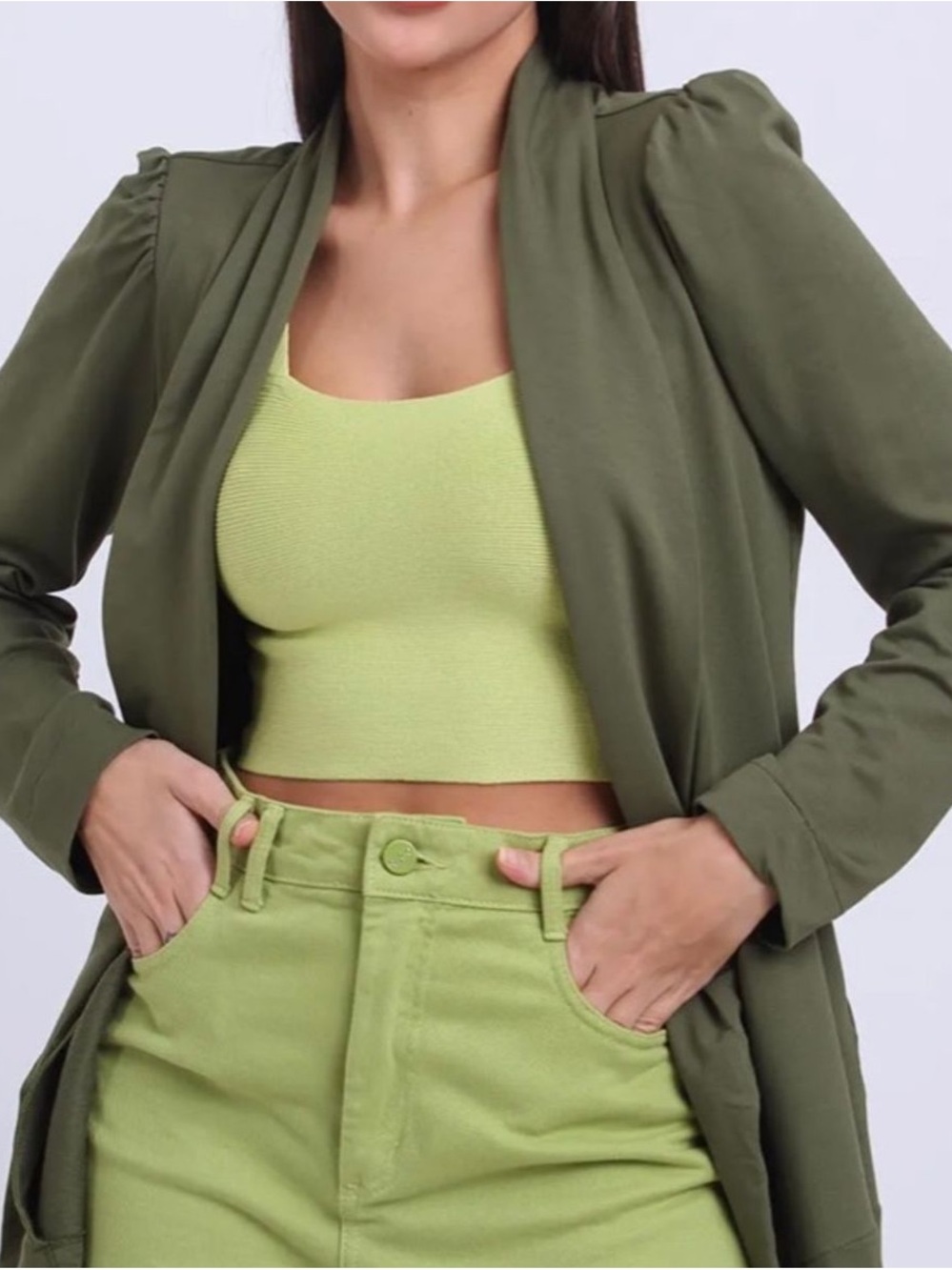 FARM Rio Olive Green Sweat Blazer Jacket Large